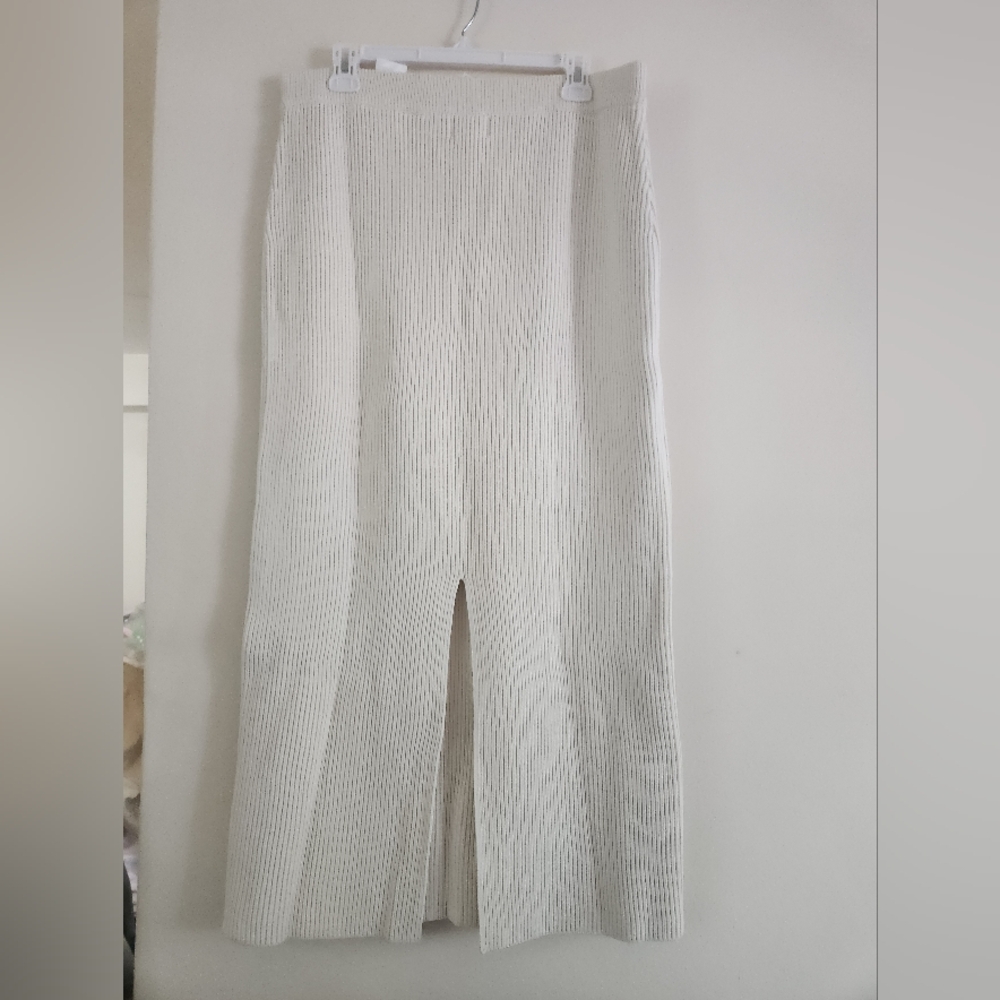 H&M co-or ord Set KNIT-RIB Sleeveless Top & Pencil maxi Skirt Cream Sz L, XL NWT - Picture 12 of 16